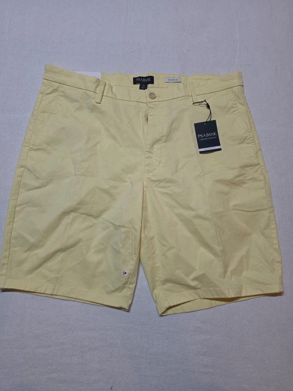 Jos A Bank Men’s Shorts Size 38 Yellow Tailored Fit Comfort Stretch NWT